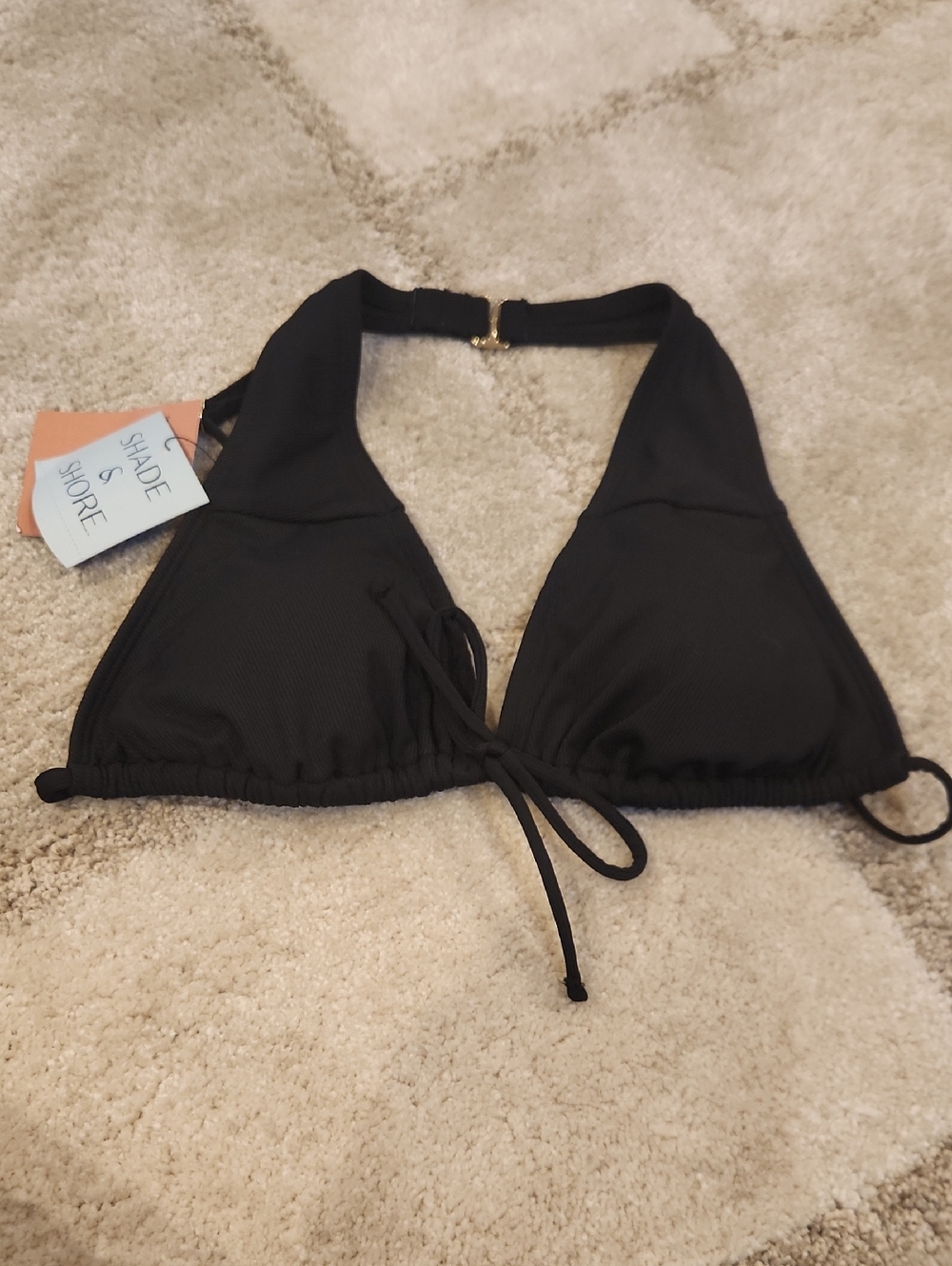 Shade & Shore Black Halter Triangle Bikini Top